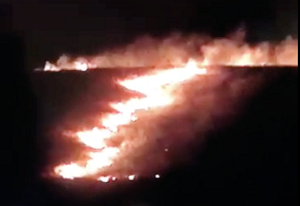 Screenshot of Myron Dewey's Facebook video of an arson grassfire started near the Oceti Sakowin Camp in North Dakota 